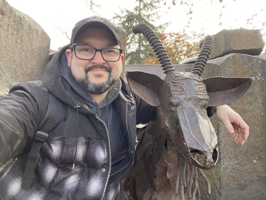 Erich and his old friend, Spokane's Garbage Goat.